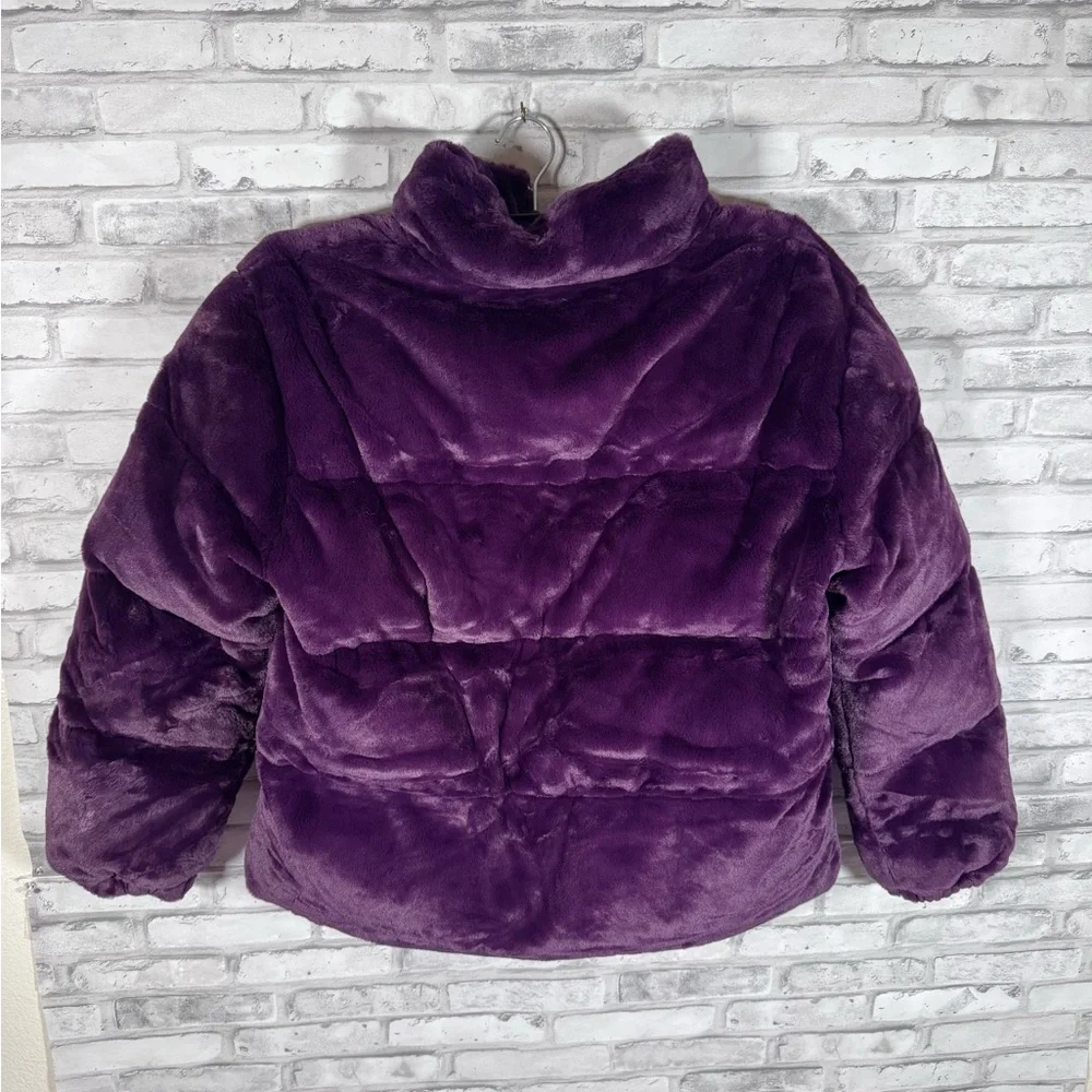 Topman Velvet Plush Puffer Zip Up Jacket in Purple